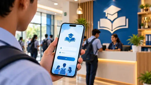Coaching centre branded login page on a smartphone